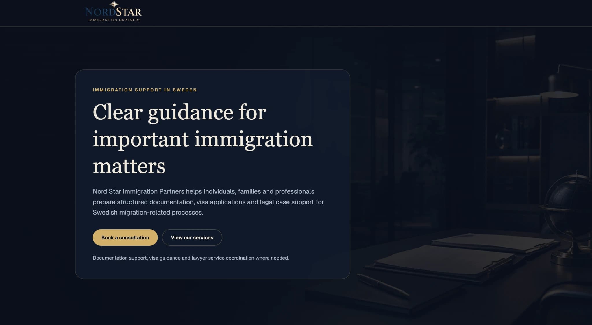 Nord Start Immigration Partners desktop preview